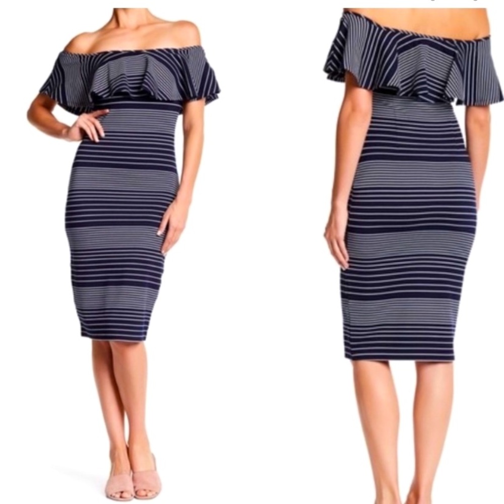 Romeo and Juliet Couture Striped Midi Dress Size Large